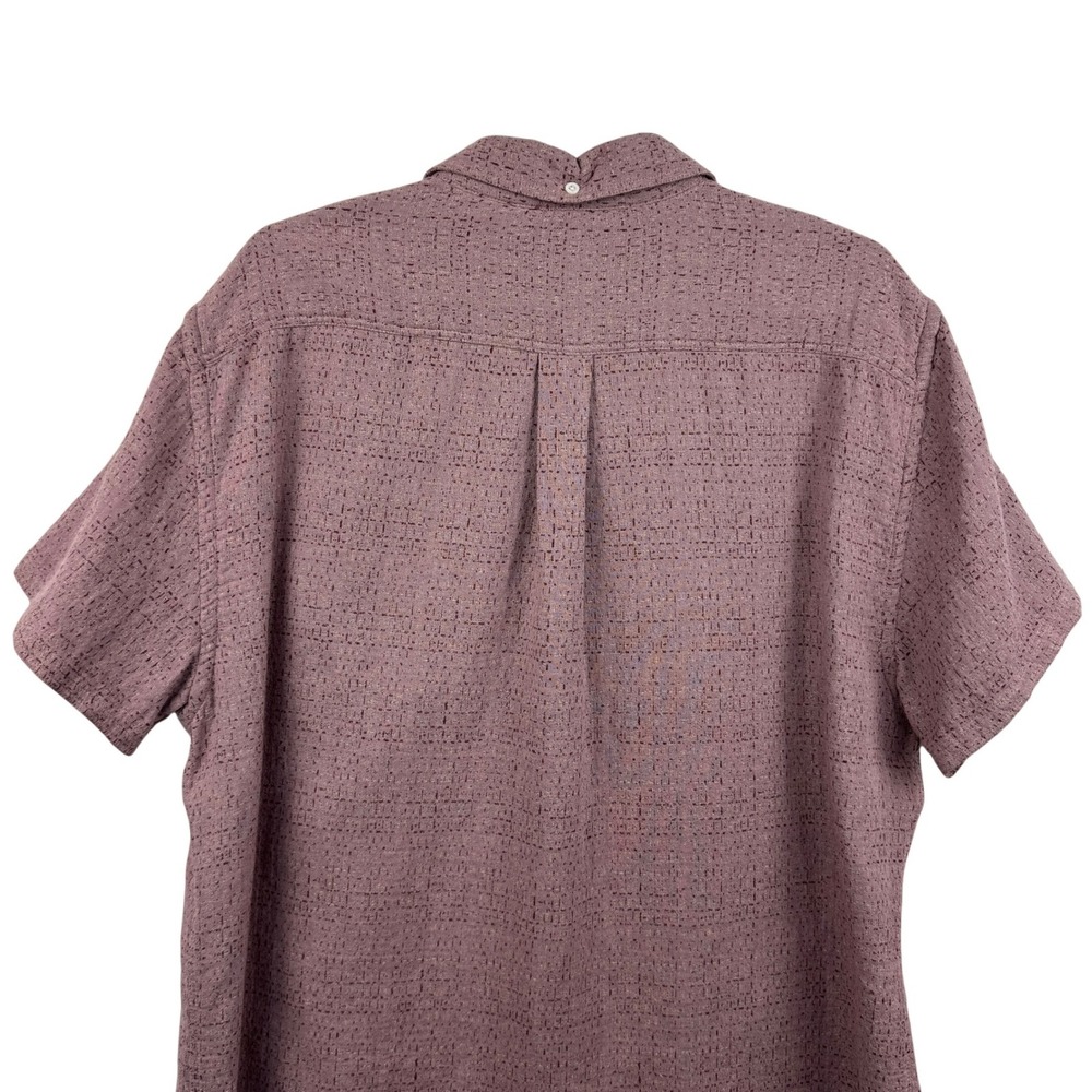 Billy Reid Mens XL Short Sleeve Button Down Shirt Plum Textured Cotton Standard - Picture 4 of 9